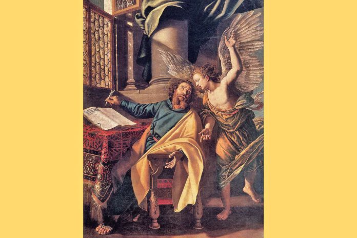 Ulje na platnu »Sveti Matej i anđeo« Vincenza Campija (1536. - 1591.) čuva se u crkvi sv. Franje Asiškoga u Paviji